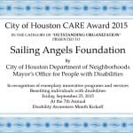 city of houston car award 2015 to sailing angels 