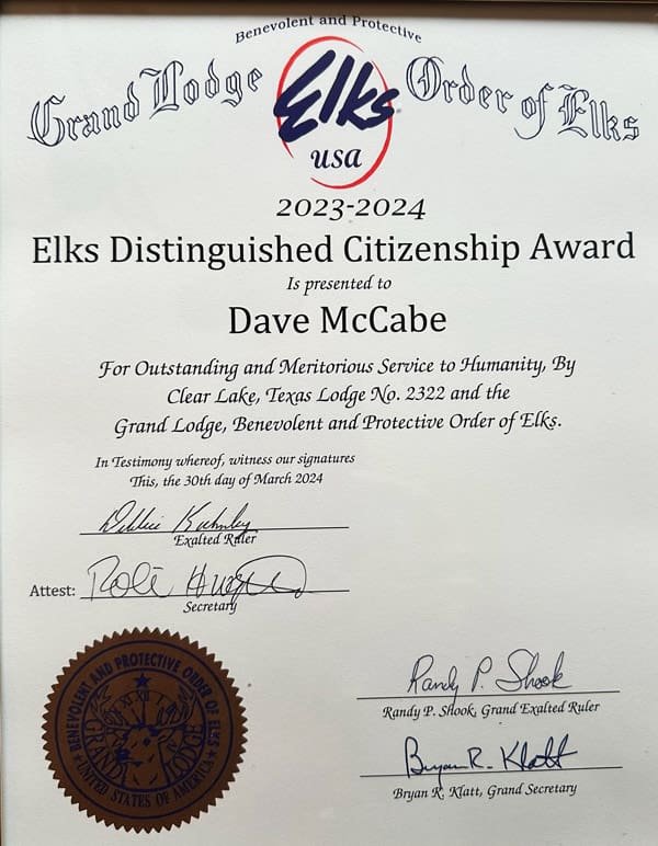 grand lodge order of elkds usa distinguished citizenship award 2023